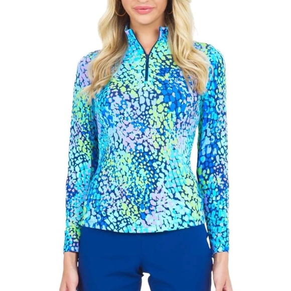 IBKUL Womens Annie Long Sleeve Mock Neck Top - Peri/Lt. Peri